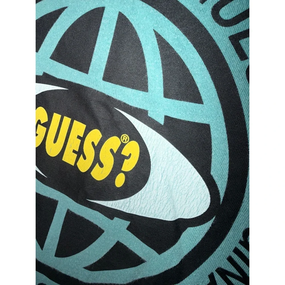 Guess Originals Mens Teal Mineral Wash Globe Graphic T-Shirt Size M Short Sleeve - Picture 3 of 6